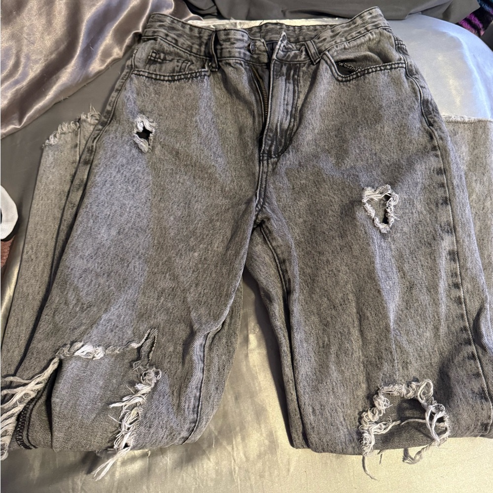 Distressed Gray Jeans